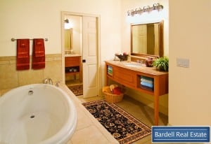 Master bathroom in the Monaco at Waterstone Villas