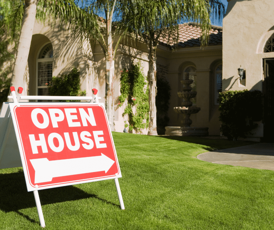 Monday vibes (2) Open house sign in front of home