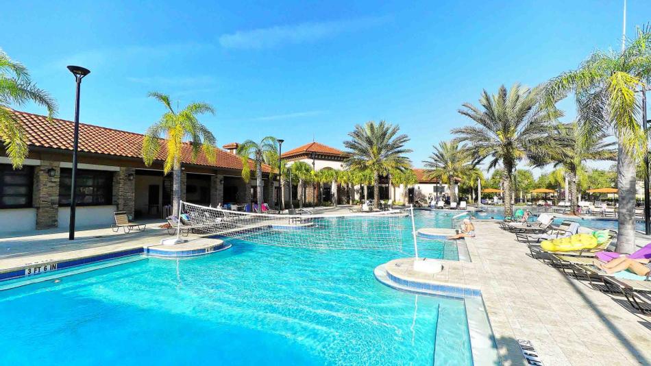 pool with volleyball net